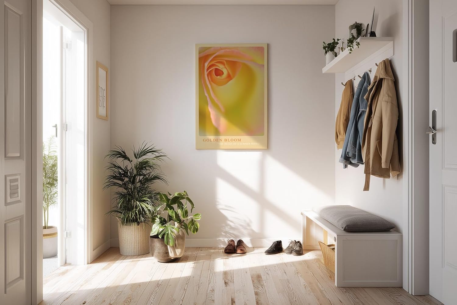 Paul Sinus Kunstdruck 40x60cm Golden Bloom Gelbe Rose Makro Nahaufnahme Blume Sommerfarbe Detail