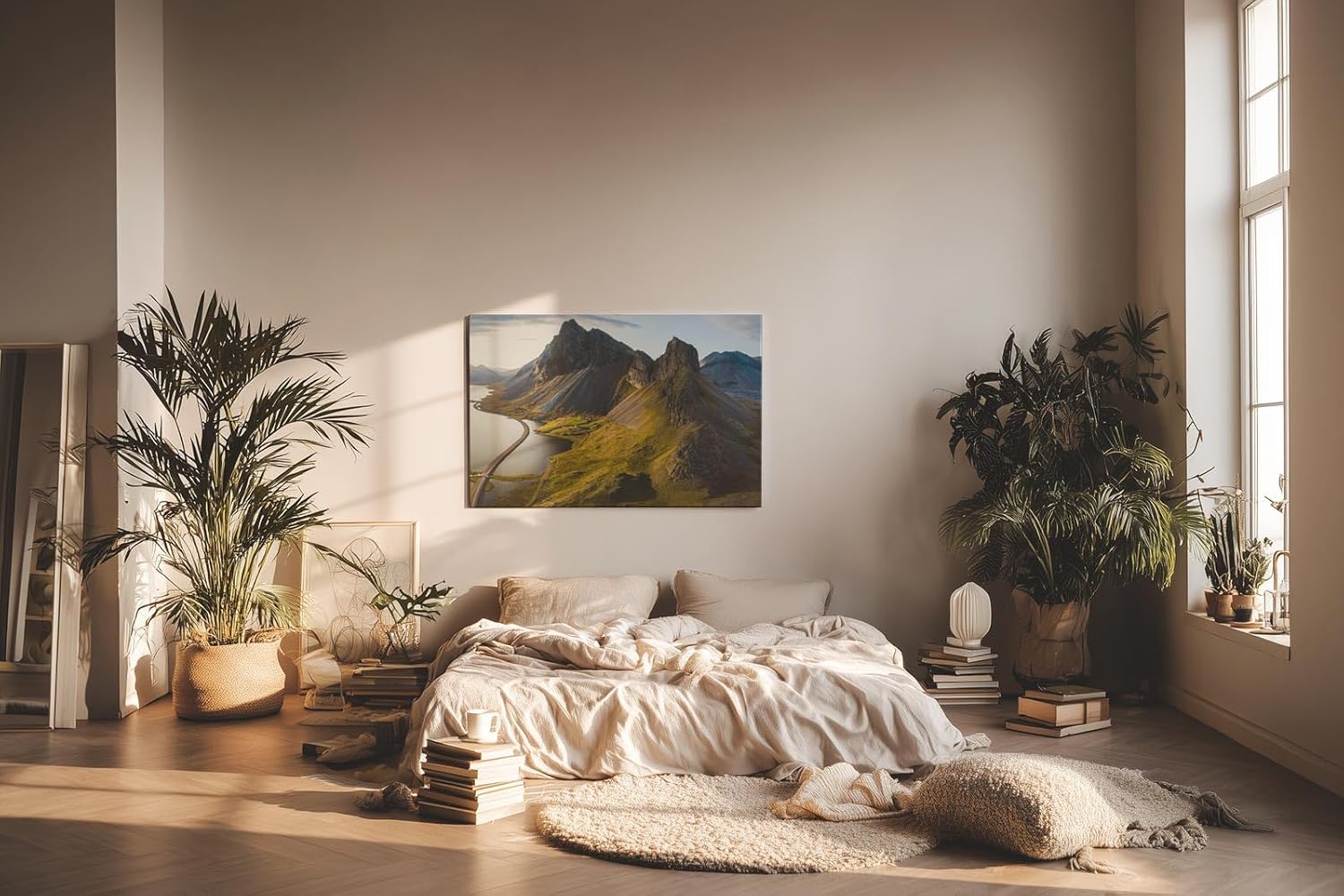 Sinus Art Wandbild 120x80cm Faszinierendes Bergmassiv an der Küste mit einzigartiger Topografie für starke Raumwirkung