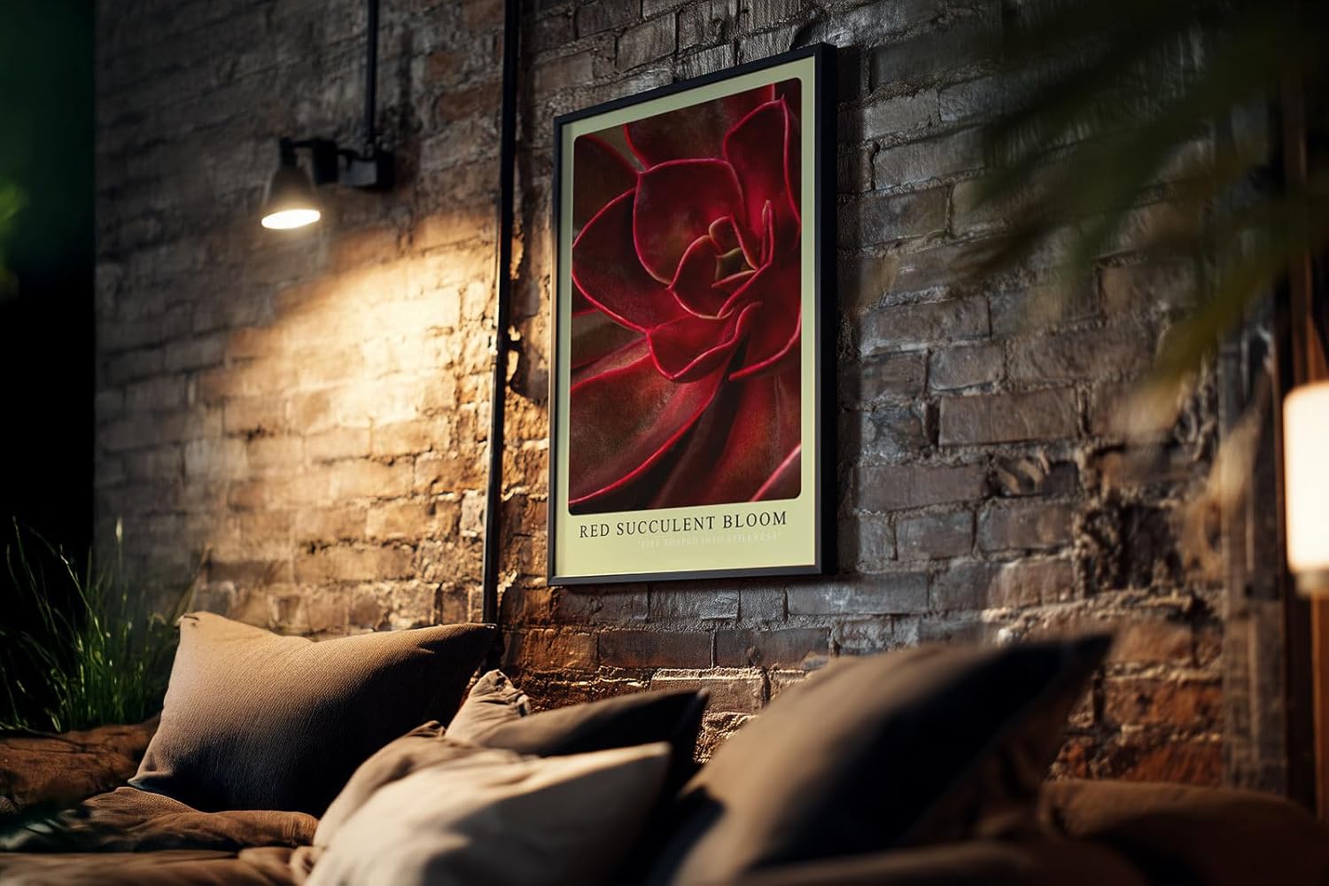 Paul Sinus Kunstdruck 40x60cm Red Succulent Bloom – Feuerrote Sukkulente in Nahaufnahme als modernes Kunstwerk