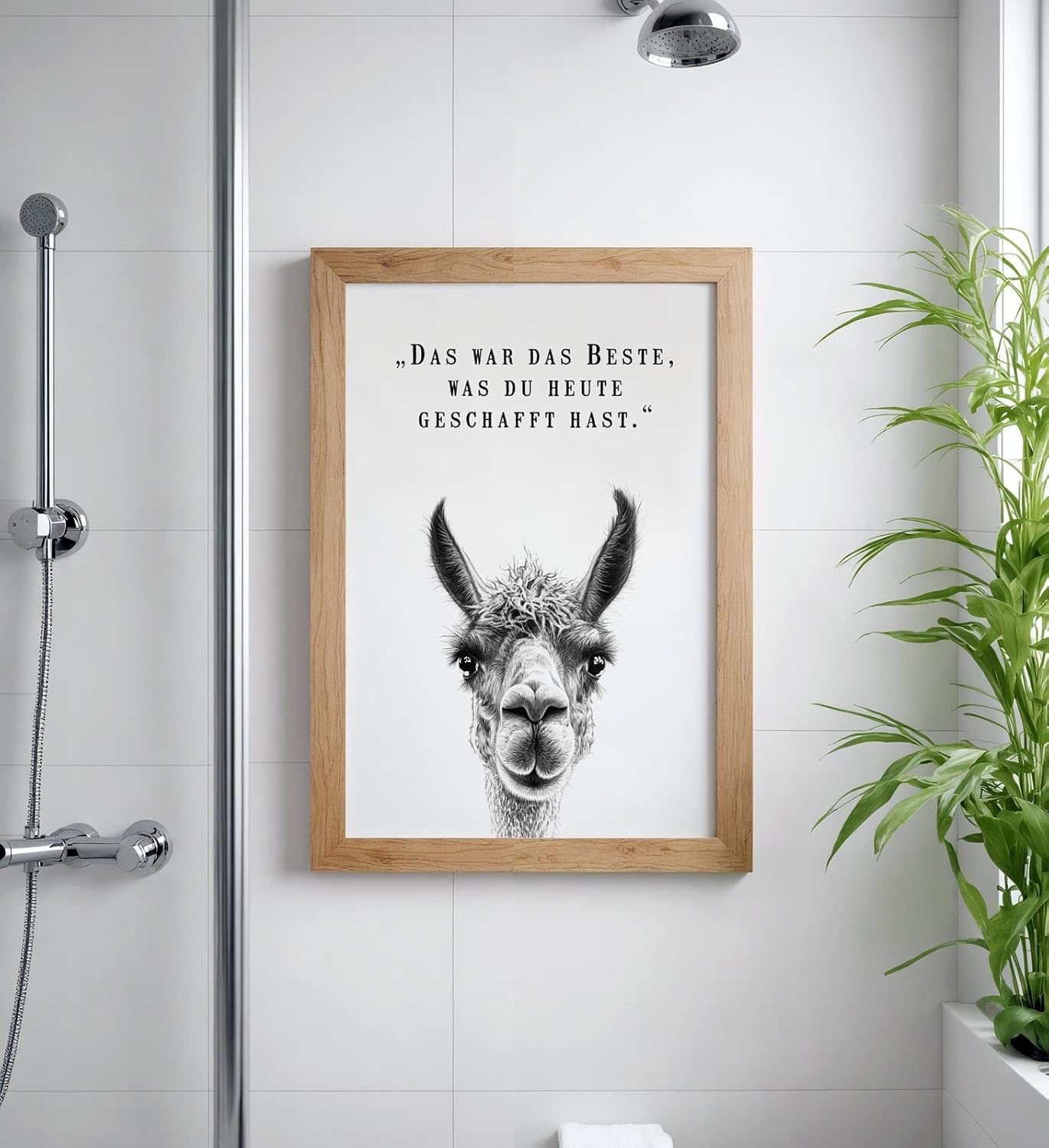 Paul Sinus Poster/Leinwandbild/Rahmenoption Lustiges Lamabild – Witzige Klo-Deko fürs Gäste-WC – Perfekt für Humorvolle