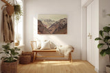 Sinus Art Wandbild 120x80cm Felsige Gebirgsketten mit schneebedeckten Gipfeln in beeindruckender Tiefe