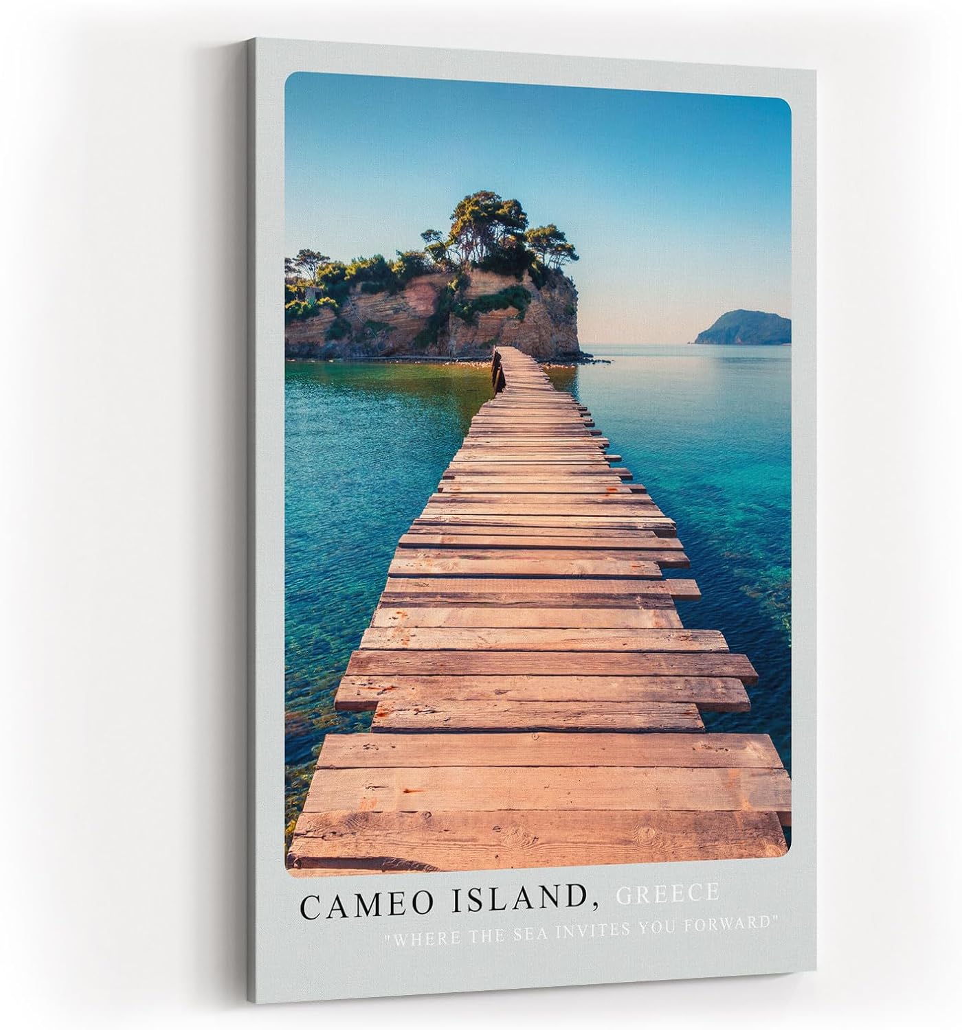 Paul Sinus Kunstdruck 40x60cm Cameo Island mit Holzsteg und türkisblauem Meer auf Zakynthos