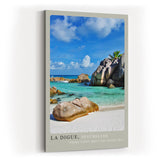 Paul Sinus Kunstdruck 40x60cm Seychellen Strand La Digue Felsen Meer Türkis Urlaub La Digue Seychelles