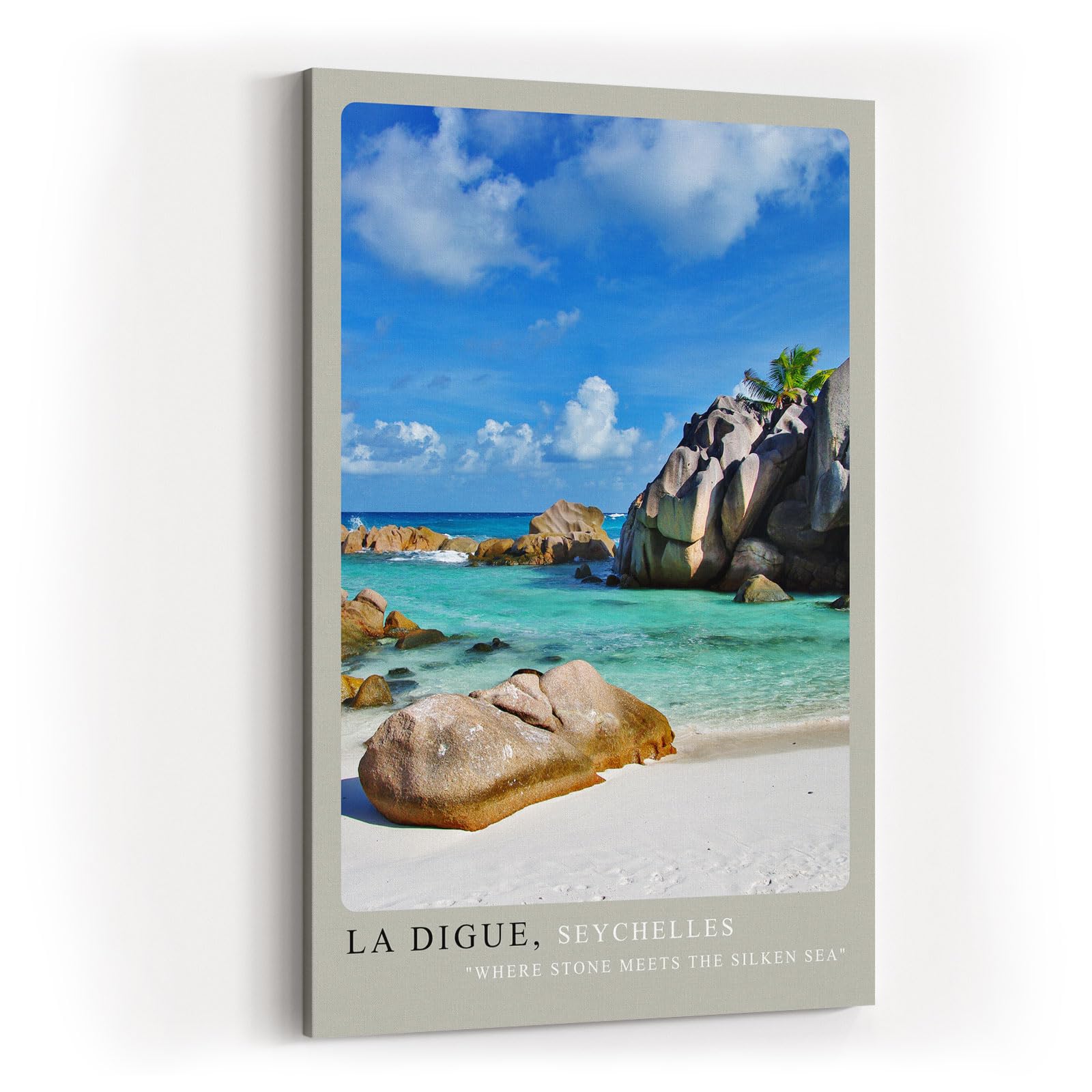 Paul Sinus Kunstdruck 40x60cm Seychellen Strand La Digue Felsen Meer Türkis Urlaub La Digue Seychelles