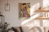 Paul Sinus Wandbild in 80x120cm The Golden Silence – kunstvolles Porträt im goldenen Mosaikstil mit floralen Ornamenten für stilvolle Raumgestaltung
