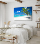 Wandbild 120x80cm Südseeparadies Palmen Strand Sonne Meer Türkis
