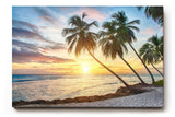 Sinus Art Wandbild 120x80cm Stimmungsvolles Motiv mit Palmen, Sandstrand und Sonnenuntergang – ideal für entspannte Raumgestaltung