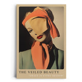 Paul Sinus Leinwandbild 40x60cm The Veiled Beauty Leinwandbild stilvolle Frau mit Kopftuch im Vintage-Stil geheimnisvolle Eleganz mit modernem Retro-Charme