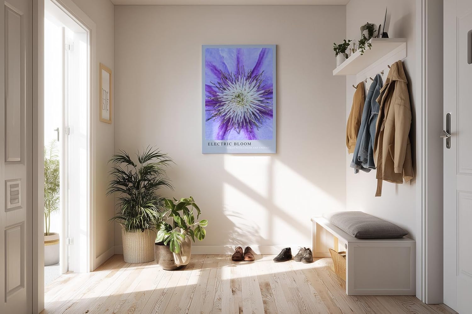 Paul Sinus Kunstdruck 40x60cm Electric Bloom – Nahaufnahme einer lila Blüte mit intensiver Mitte