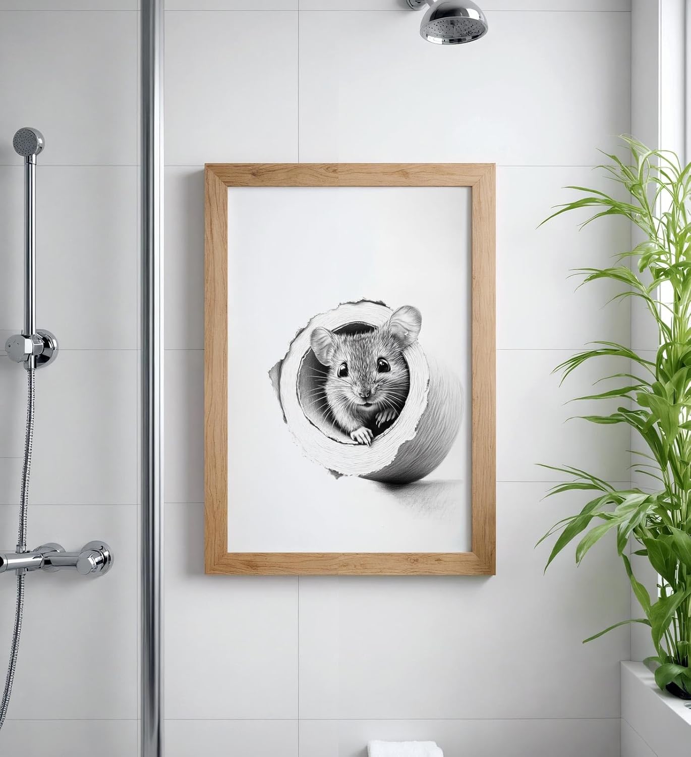 Paul Sinus Poster/Leinwandbild/Rahmenoption Lustiges Mausbild – Witzige Klo-Deko fürs Gäste-WC – Perfekt für Tierfreunde