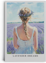 Paul Sinus Leinwandbild 80x120cm romantische Frau im Lavendelfeld mit zartem Blumenkranz – kunstvolles Leinwandbild für stilvolle Raumgestaltung