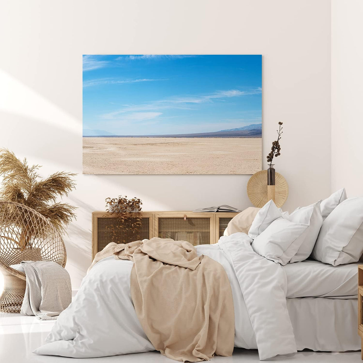 Paul Sinus Wandbild 120x80cm Wüstenlandschaft Wüste Horizont Berge blauer Himmel