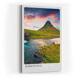 Paul Sinus Kunstdruck 40x60cm Kirkjufell – Magischer Berg im Licht Islands mit Flusslauf im Vordergrund