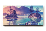 Sinus Art Wandbild 120x80cm Bergsee mit kleinen Inseln und sanfter Lichtstimmung – romantisch und naturverbunden