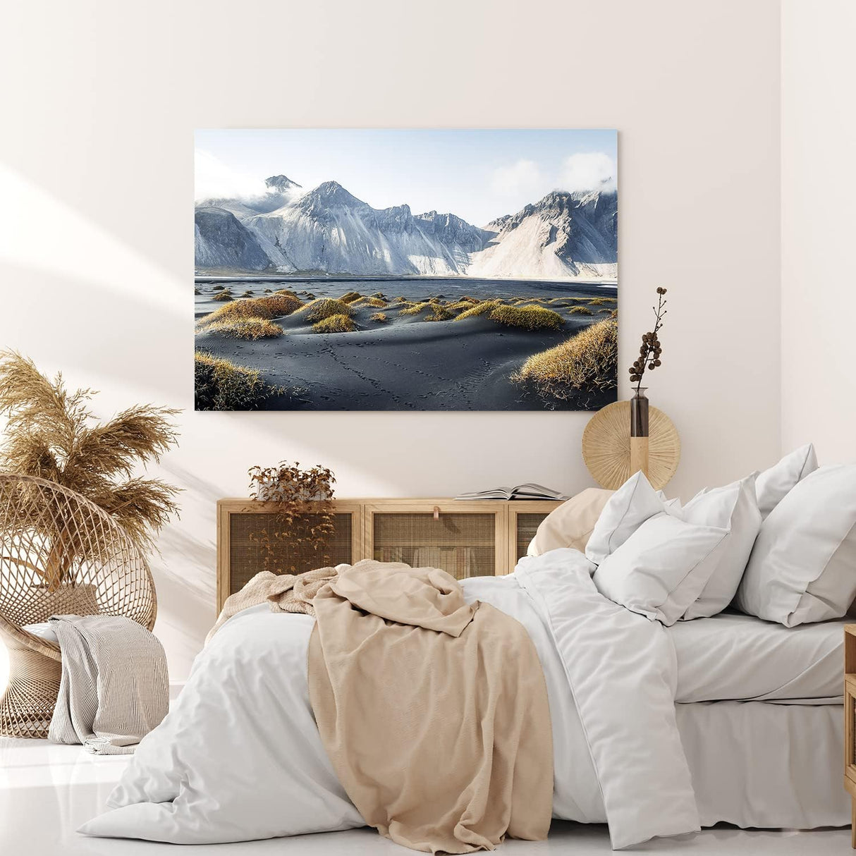 Paul Sinus Wandbild 120x80cm Klifatindur Island Berg schwarzer Strand isländische Landschaft