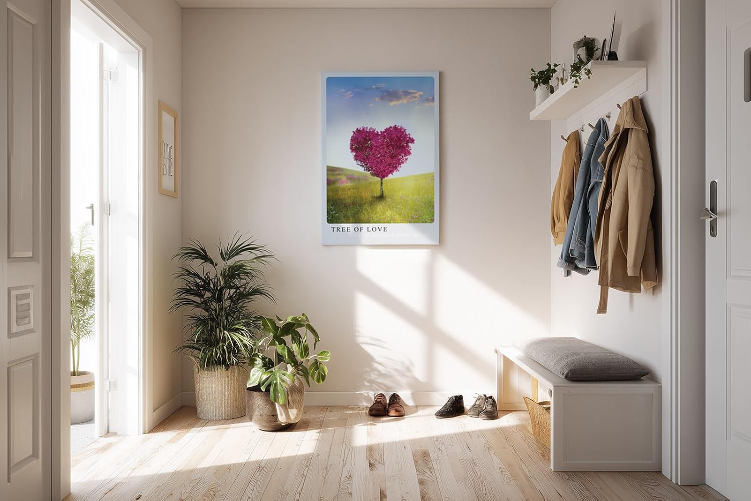 Paul Sinus Kunstdruck 40x60cm Tree of Love – Herzbaum im sonnendurchfluteten Frühlingsfeld