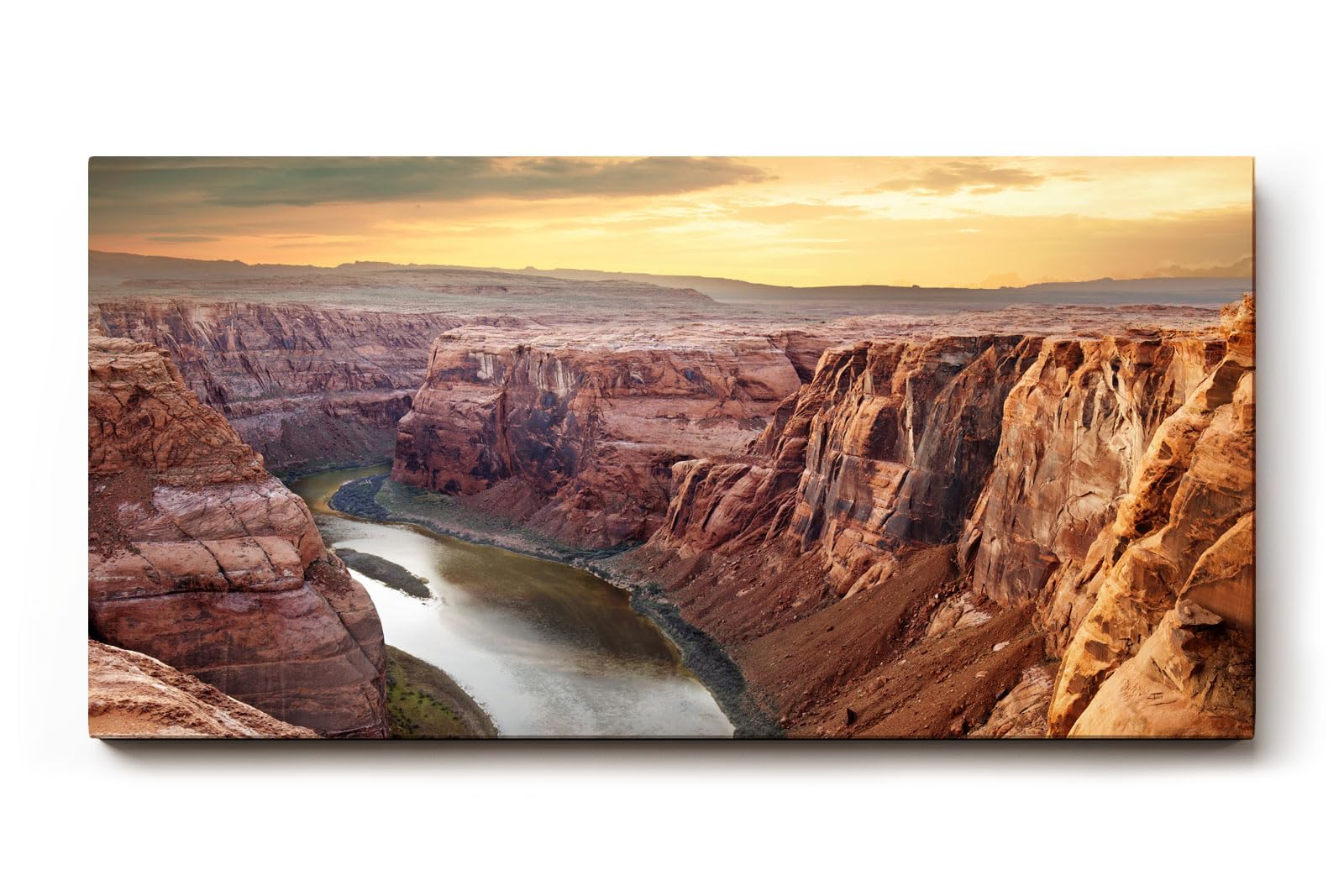 Sinus Art Wandbild 120x80cm Weite Felsformationen und Flussverlauf in harmonischer Farbgebung