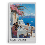 Paul Sinus Leinwandbild 60x90cm Leinwandbild Santorini Griechenland mediterranes Flair Meerblick entspannte Atmosphäre Sommeridylle Bougainvillea