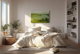 Sinus Art Wandbild 120x80cm Traumhafte Aussicht über die grünen Hügel der Toskana im frühen Sonnenlicht
