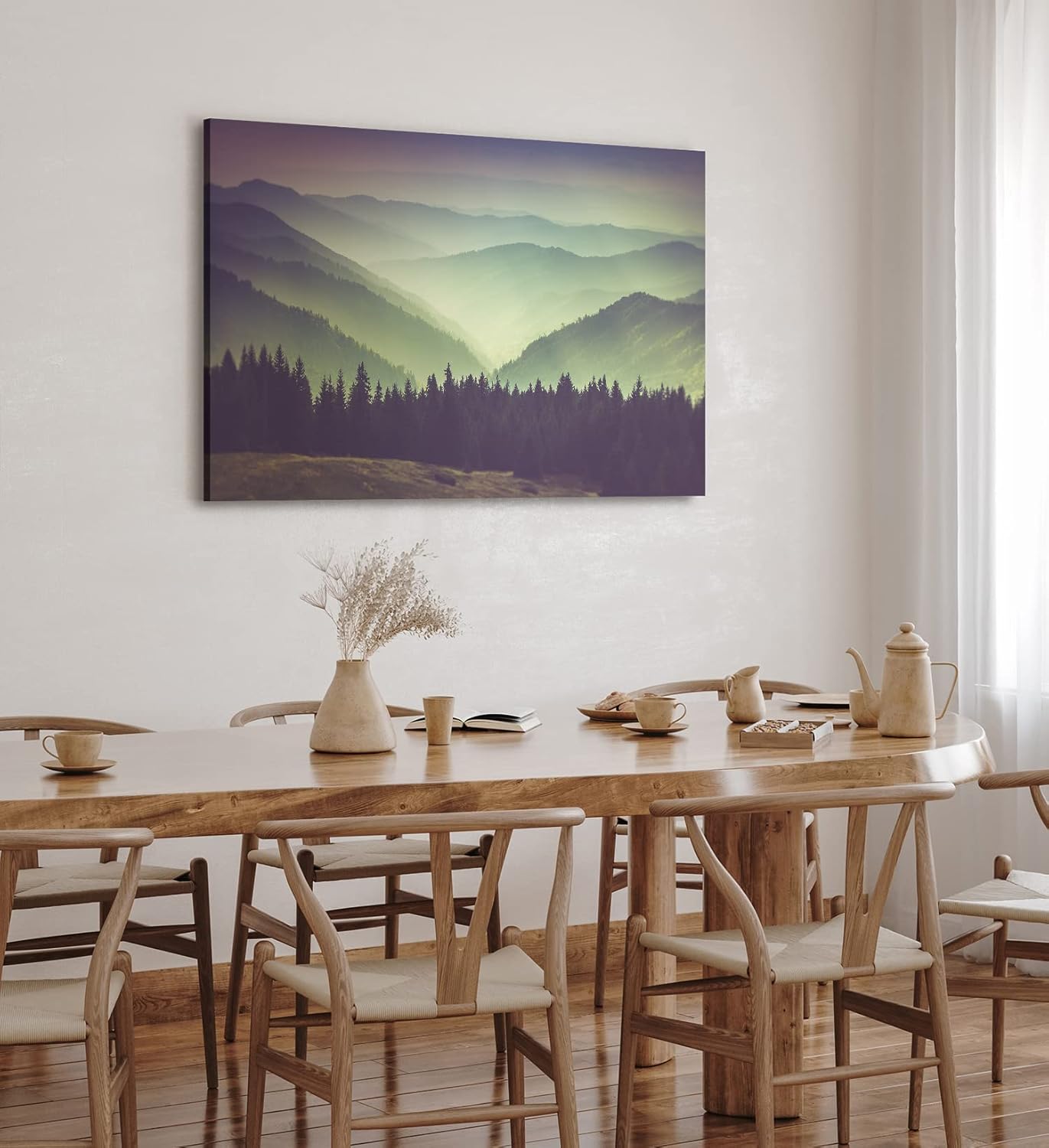 Paul Sinus Wandbild 120x80cm Berglandschaft Tannenwald Berge Natur Landschaft Bäume
