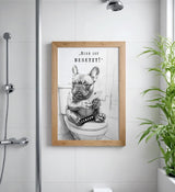 Paul Sinus Poster/Leinwandbild/Rahmenoption Lustiges Hundebild – Witzige Klo-Deko fürs Gäste-WC – Perfekt für Humorvolle