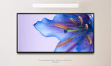 blaue Blumenblüte ca. 130x70cm Wandbild inklusive Schattenfugenrahmen schwarz - Panorama Leinwand Bild XXL Format Wandbilder Wohnzimmer Wohnung Deko Kunstdrucke