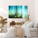 Paul Sinus Wandbild 120x80cm Wald Bäume See Wasserwald Kunstvoll Sonnenlicht Blau