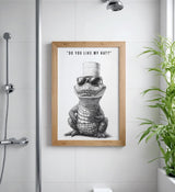 Paul Sinus Poster/Leinwandbild/Rahmenoption – Cooles Krokodil mit Klopapierhut – Lustige WC-Deko für dein Badezimmer