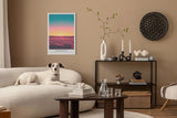 Paul Sinus Leinwandbild 80x120cm leuchtende Steppenlandschaft mit farbenprächtigem Himmel, faszinierende Wandkunst mit surrealem Farbverlauf