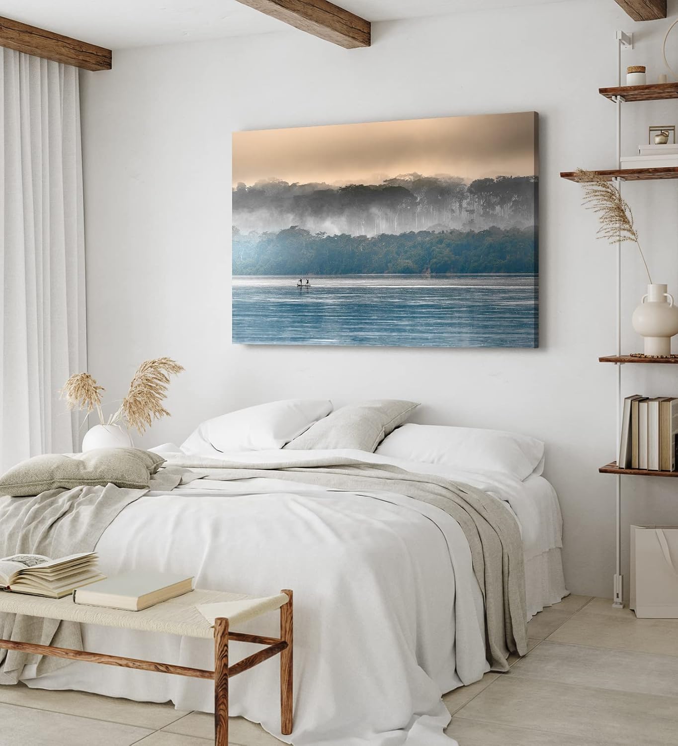 Paul Sinus Wandbild 120x80cm Sangha Fluss Kongo Fischer Natur Bäume Nebel