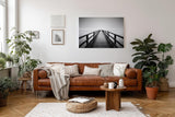 Sinus Art Wandbild 120x80cm Langer Holzsteg führt zentriert in den Horizont – ein Sinnbild für Ruhe und Fokus