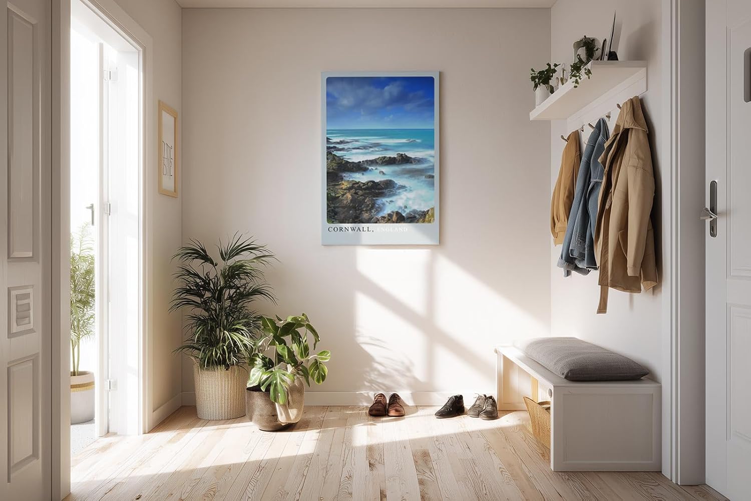 Paul Sinus Kunstdruck 40x60cm Cornwall – Felsküste Englands mit türkisem Meer und dramatischem Himmel