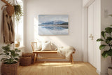 Sinus Art Wandbild 120x80cm Ruhige Alpenlandschaft mit schneebedeckten Bergen und klarer Wasserfläche
