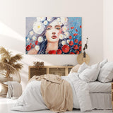 Paul Sinus Wandbild 120x80cm Junge Frau Porträt Kunstvoll Feminin Schönheit Blumen