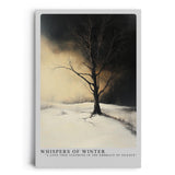 Paul Sinus Leinwandbild 60x90cm Winterstille – Einsamer Baum in verschneiter Landschaft mit dramatischem Himmel und melancholischer Atmosphäre