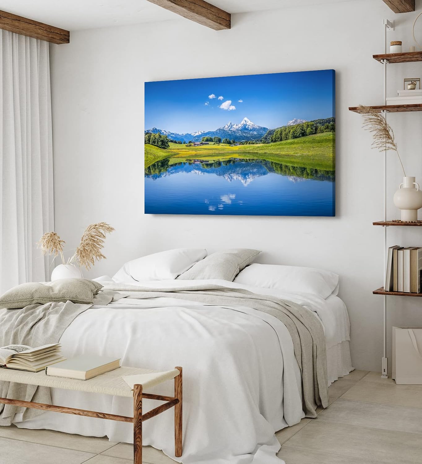 Paul Sinus Wandbild 120x80cm Alpen Alpensee Berglandschaft See Blau Natur Schneegipfel