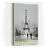 Paul Sinus Wandbild in 40x60cm The Iron Poem Eiffelturm in impressionistischer Darstellung mit Figuren im Vordergrund und grauer Stadtstimmung