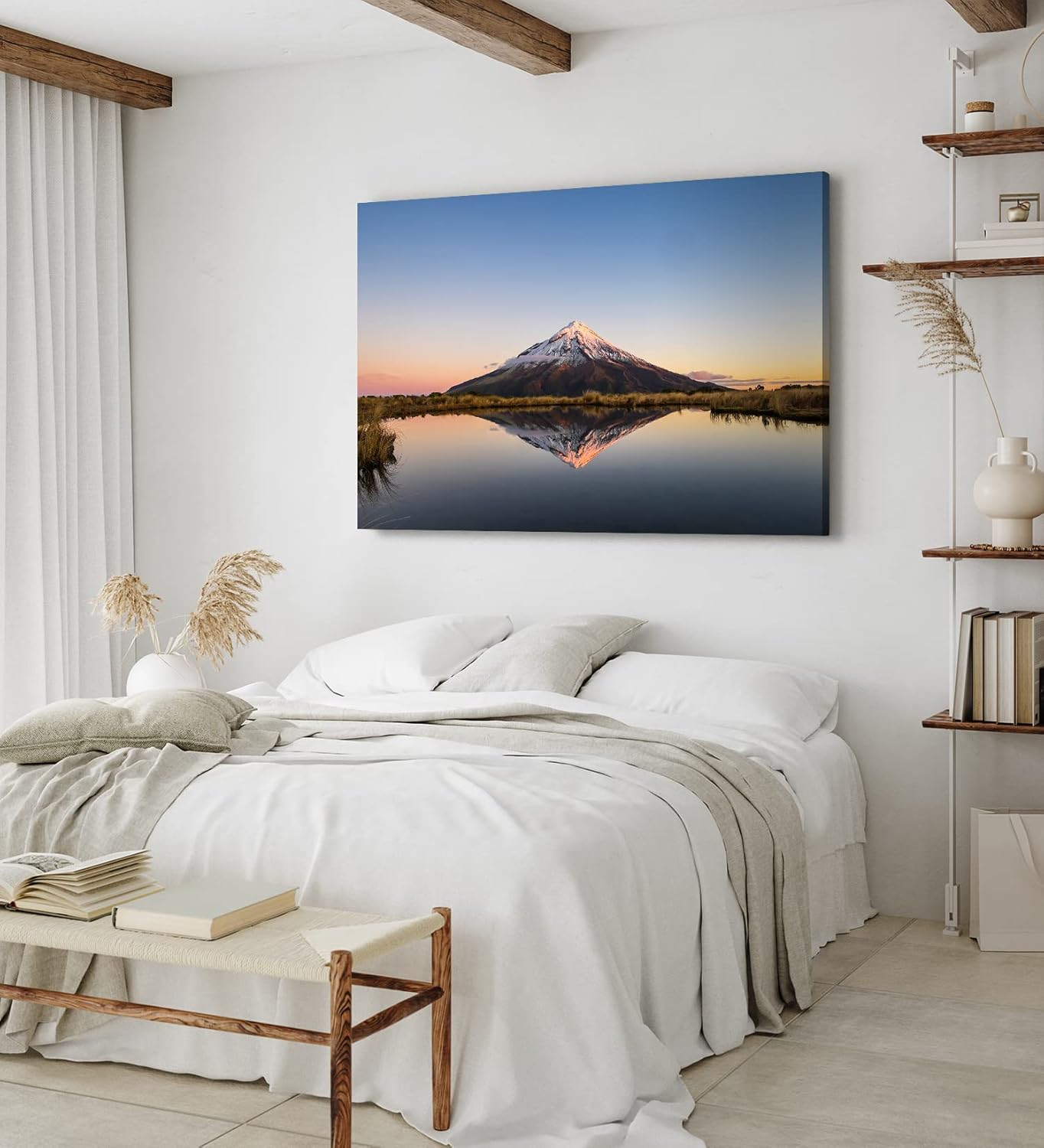 Paul Sinus Wandbild 120x80cm Taranaki Vulkan Neuseeland See Berg Sonnenuntergang