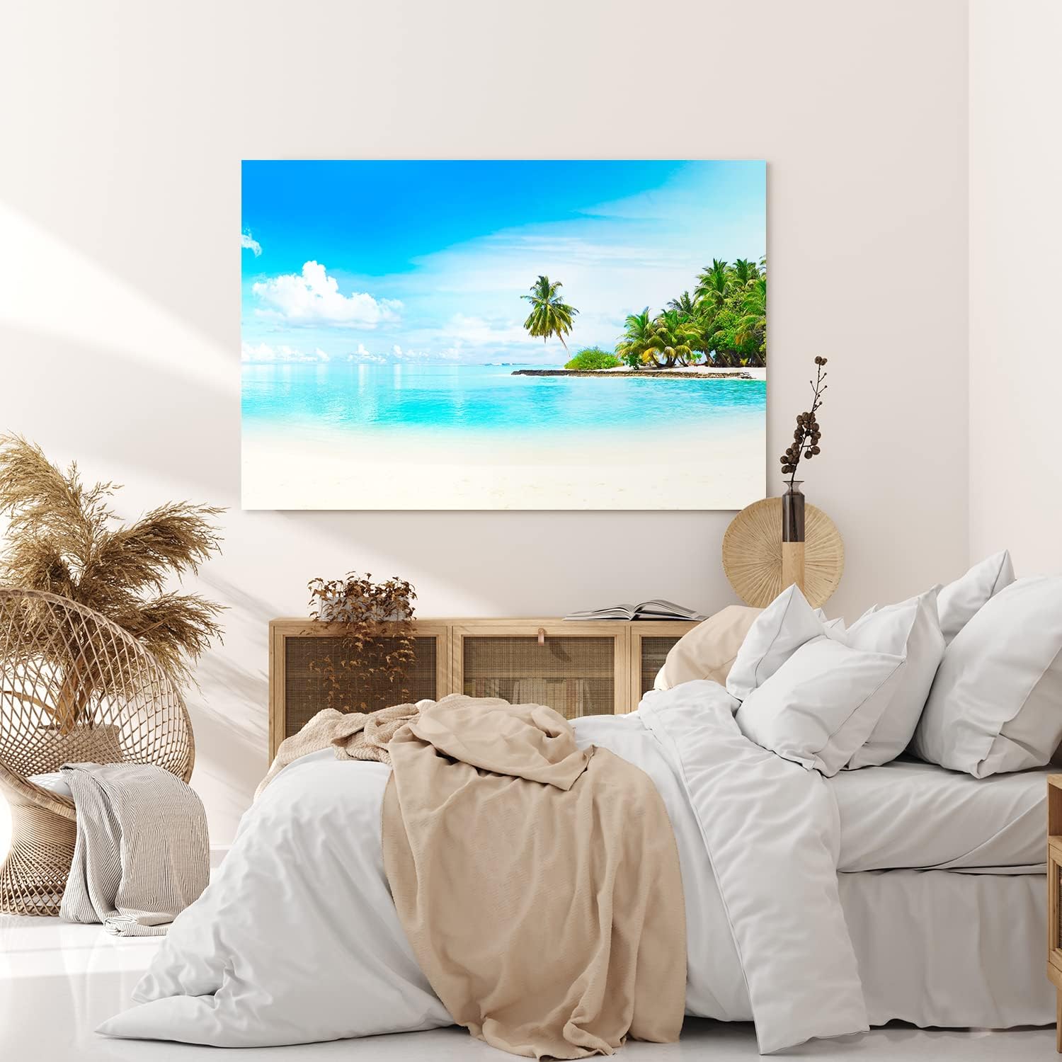 Wandbild 120x80cm Karibik Südsee Palmen Strand Meer Sommer