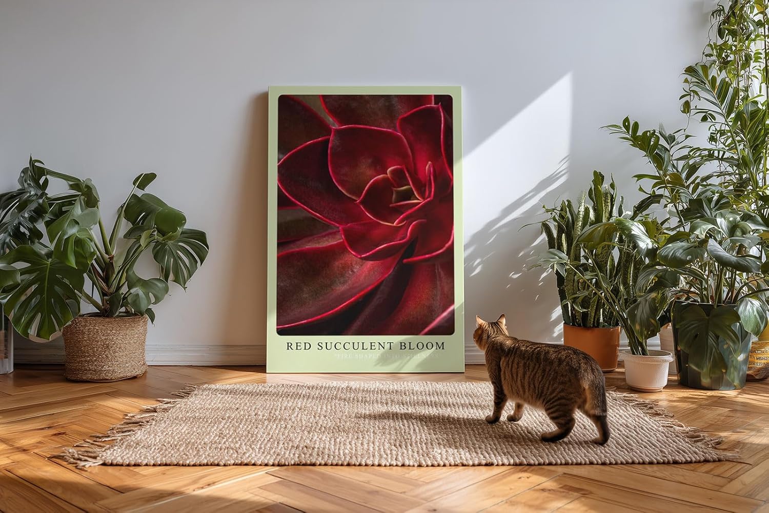 Paul Sinus Kunstdruck 40x60cm Red Succulent Bloom – Feuerrote Sukkulente in Nahaufnahme als modernes Kunstwerk