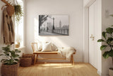 Sinus Art Wandbild 120x80cm Klassische London-Szene mit Laternenreihe und ikonischer Silhouette – elegant und urban