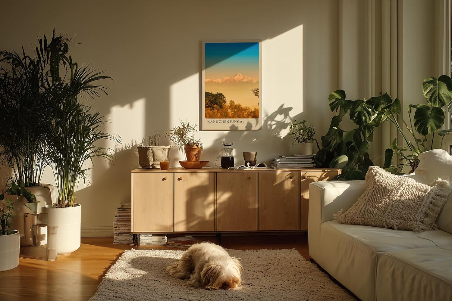 Paul Sinus Kunstdruck 40x60cm Kangchenjunga Bergkette – Himalaya-Gipfel im goldenen Morgenlicht