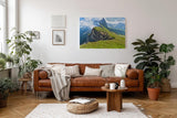 Sinus Art Wandbild 120x80cm Atemberaubende Berglandschaft mit dramatischen Felsformationen und saftigem Grün