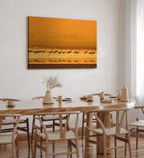 Paul Sinus Wandbild 120x80cm Flamingos Sonnenuntergang Abendröte Rot Kunstvoll