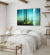 Paul Sinus Wandbild 120x80cm Wald Bäume See Wasserwald Kunstvoll Sonnenlicht Blau