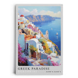 Paul Sinus Leinwandbild 80x120cm Greek Paradise – Santorini, Griechenland, Meer, Insel, Kykladen, Architektur, Blau, Weiß, Romantik, Urlaub, Sommer