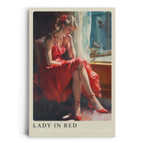 Paul Sinus Leinwandbild 60x90cm Lady in Red – Frau, Rot, Eleganz, Leidenschaft, Nostalgie, Sinnlichkeit, Vintage, Romantik, Kunst, Schönheit, Emotion