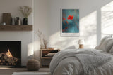 Paul Sinus Leinwandbild 80x120cm Serene Beauty – Blume, Natur, Blau, Rot, Harmonie, Eleganz, Fotografie, Inspiration, Kunst, Ästhetik, Emotion, Stille