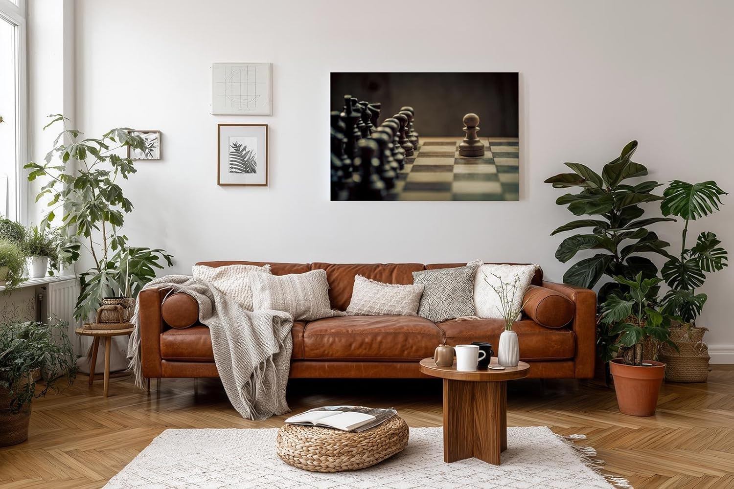 Sinus Art Wandbild 120x80cm Einzelne Bauernfigur im Gegenlicht – Sinnbild für Entscheidung und Stärke