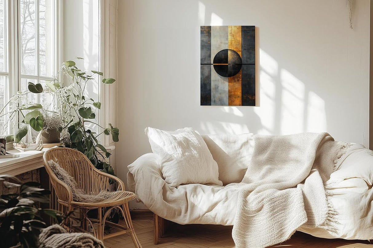 Paul Sinus 60x90cm Wandbild Goldkraft Vision – Powerdesign mit Fokuskunstwerk aus Geometrie und urbaner Eleganz